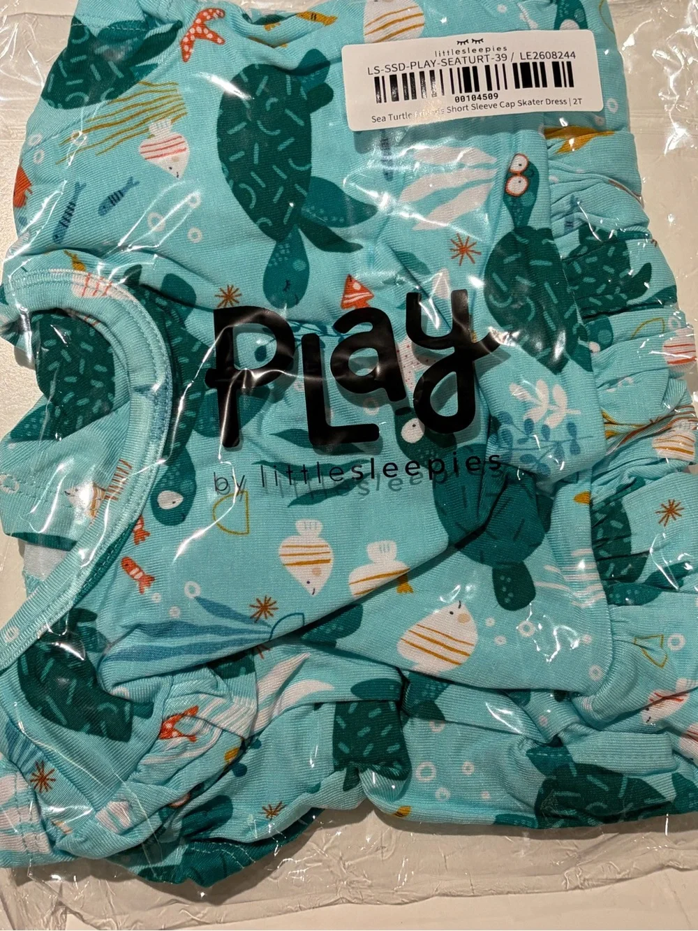 Little Sleepies Sea Turtle Friends Short Sleeve Cap Skater Dress, 2T